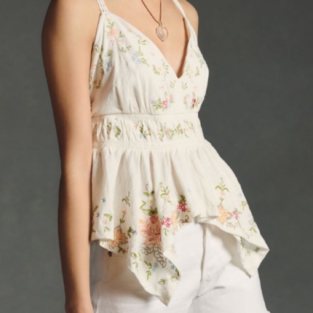 By Anthropologie V-Neck Asymmetrical Top - Picture 2 of 9